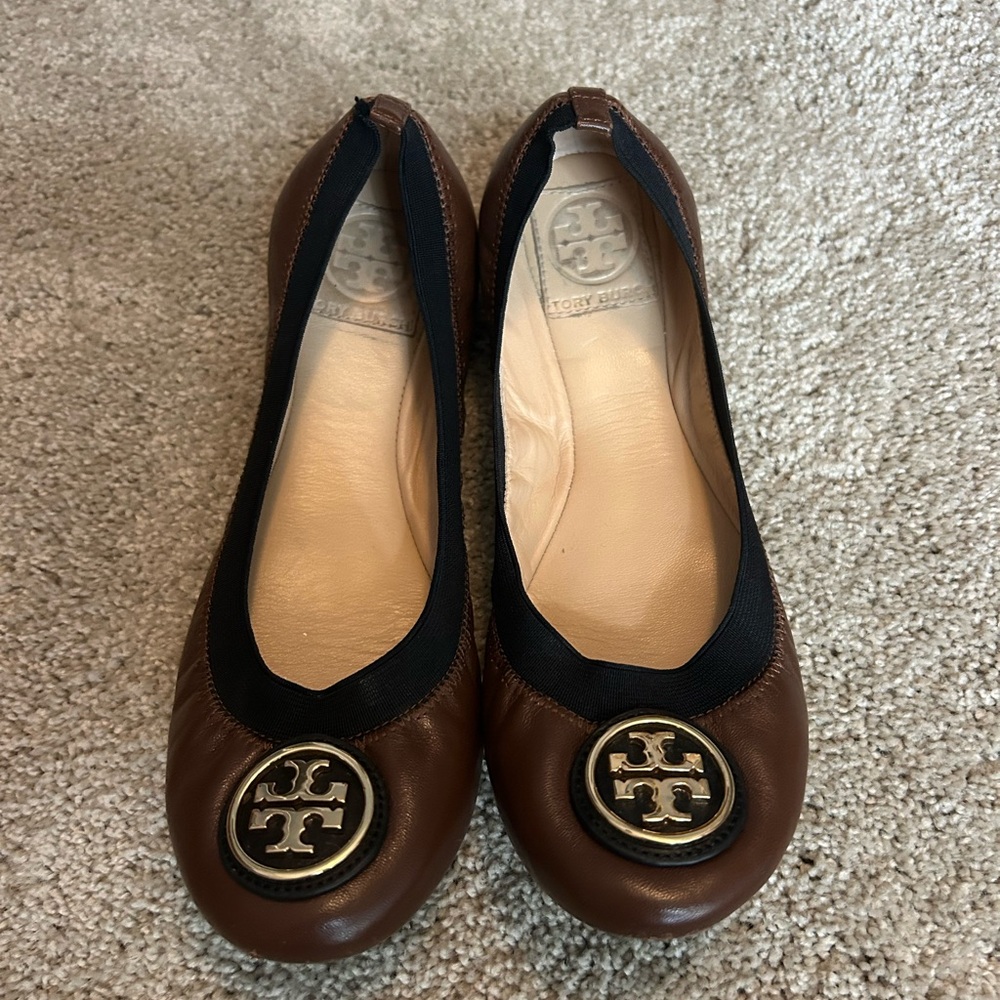 Tory Burch Brown and Black Flats